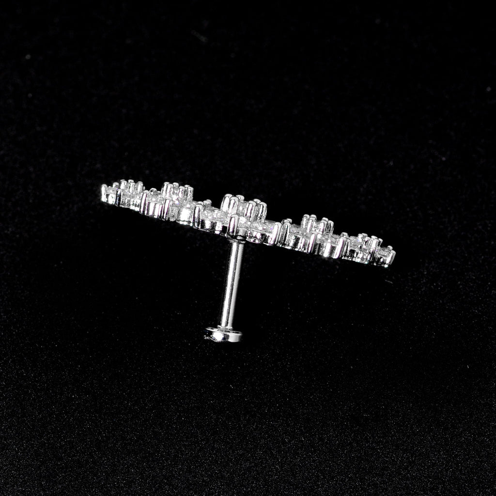 16G 1/4 Clear CZ Gem Floral Internally Threaded Labret