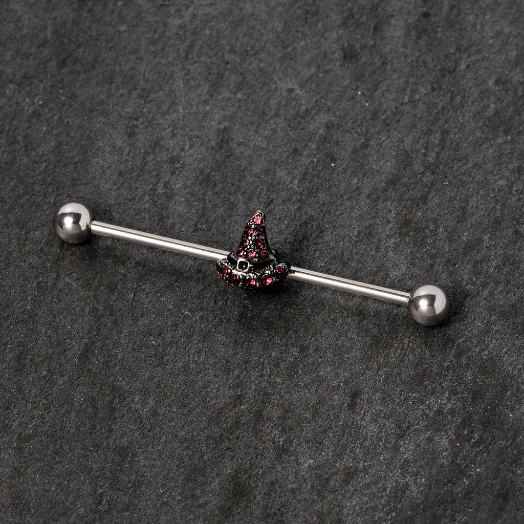 14G Purple Gem Witch Hat Halloween Industrial Barbell 38mm