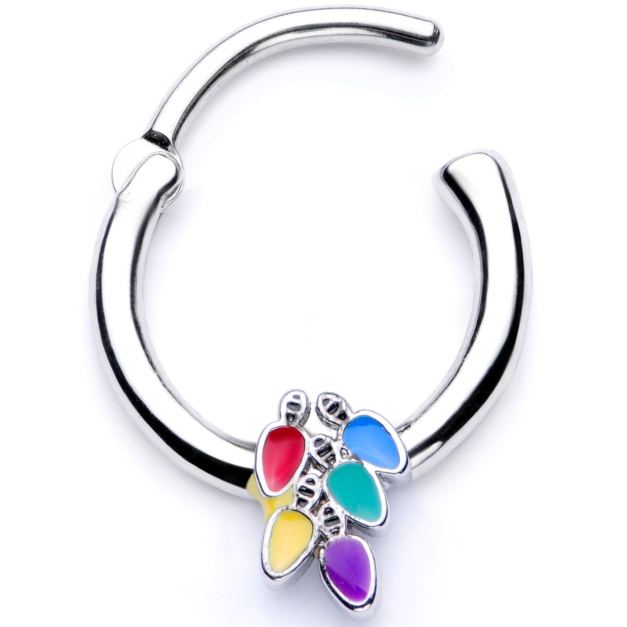 16G 3/8 Christmas Lights Holiday Septum Clicker