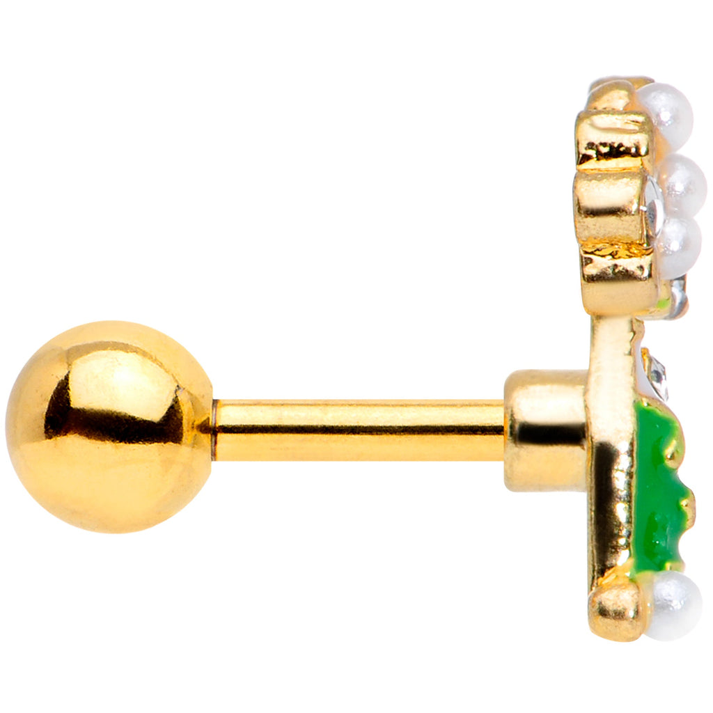 16G 1/4 Clear Gem Gold Tone Champagne Cartilage Tragus