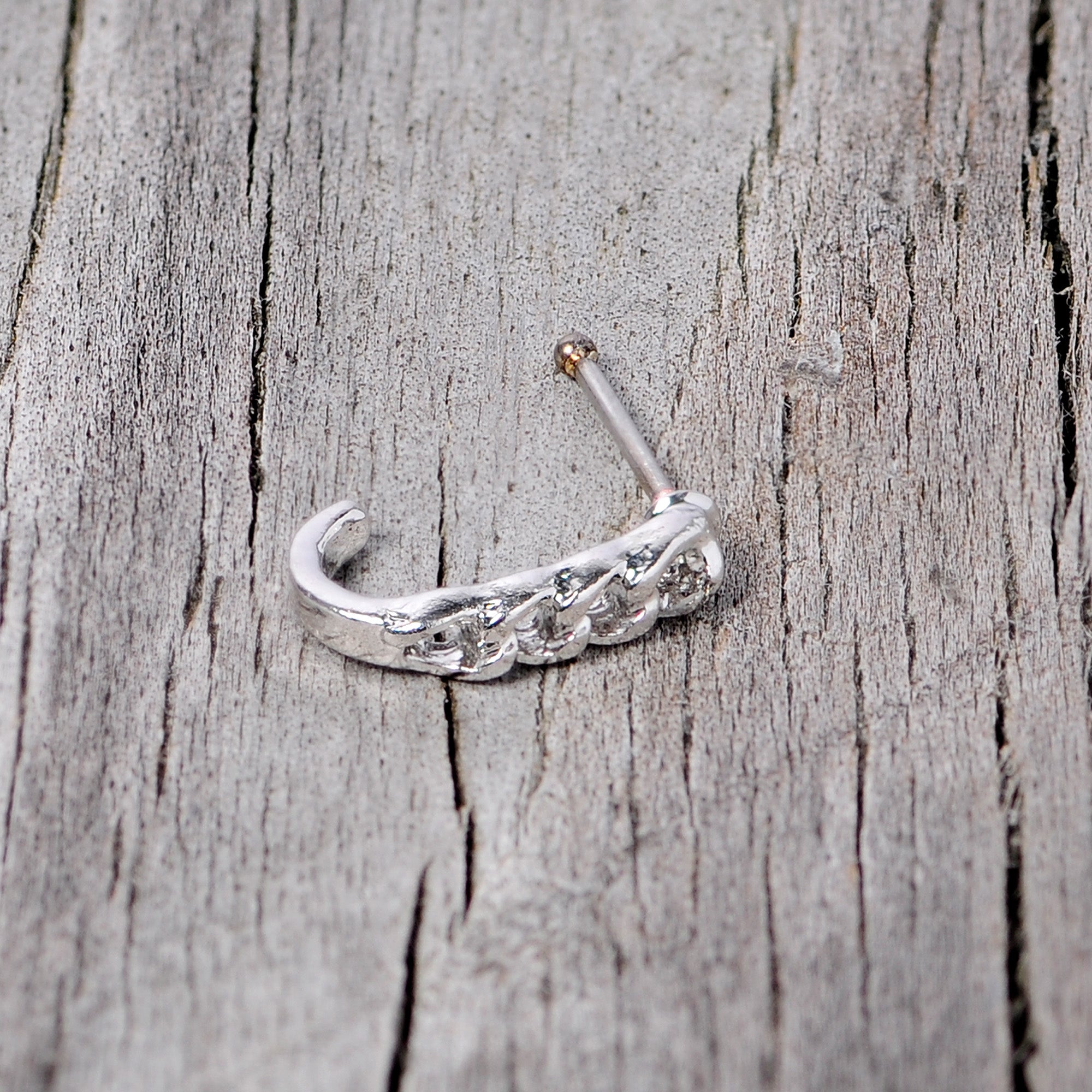 20G 3/8 Steel Chain Link Faux Hoop Nose Bone