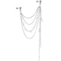 16G 1/4 Clear Gem Multiple Dangle Cartilage Chain Earring