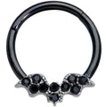 16G 3/8 Black Gem Black Plated Bat Hinged Segment Ring