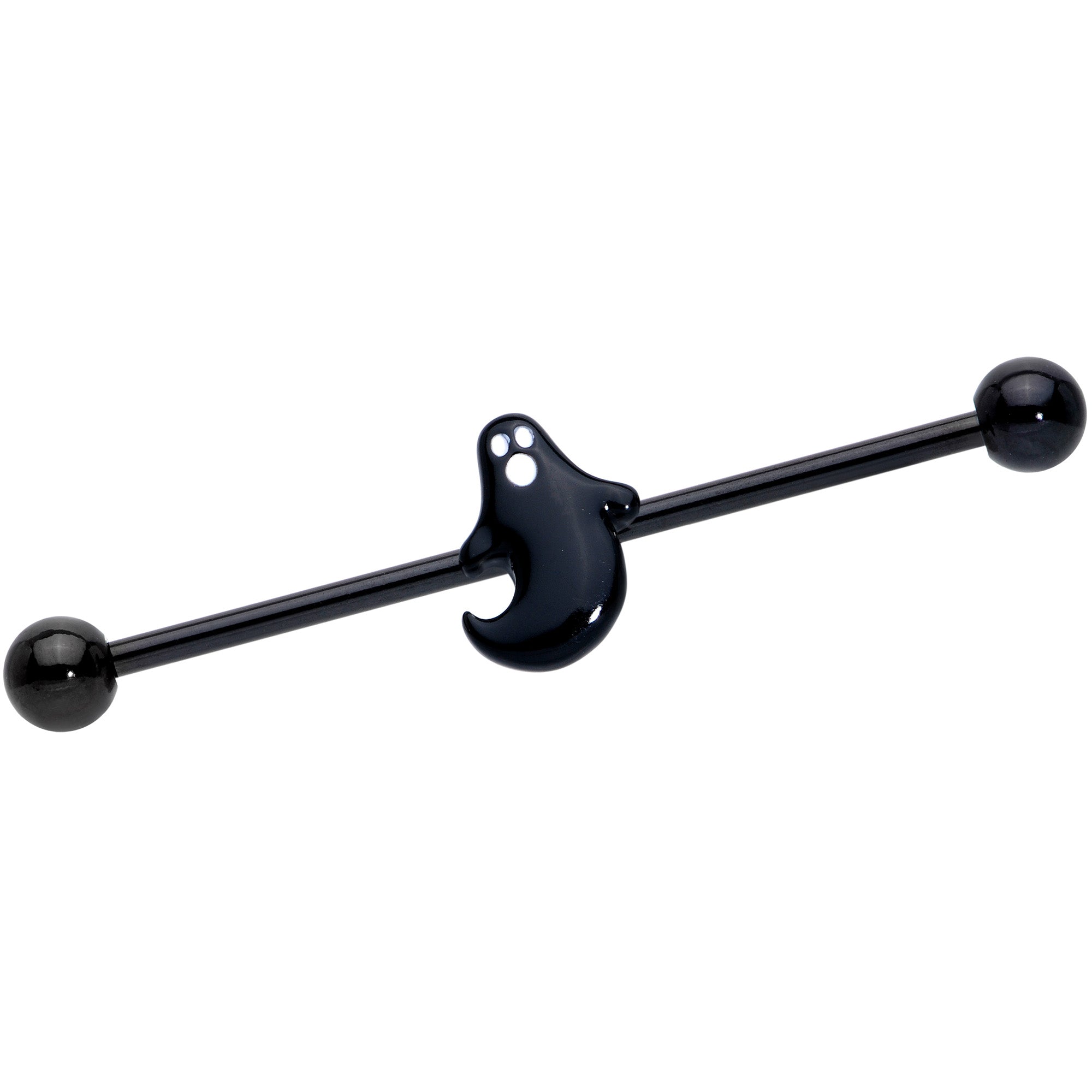 14G Black Howling Ghost Halloween Industrial Barbell 38mm