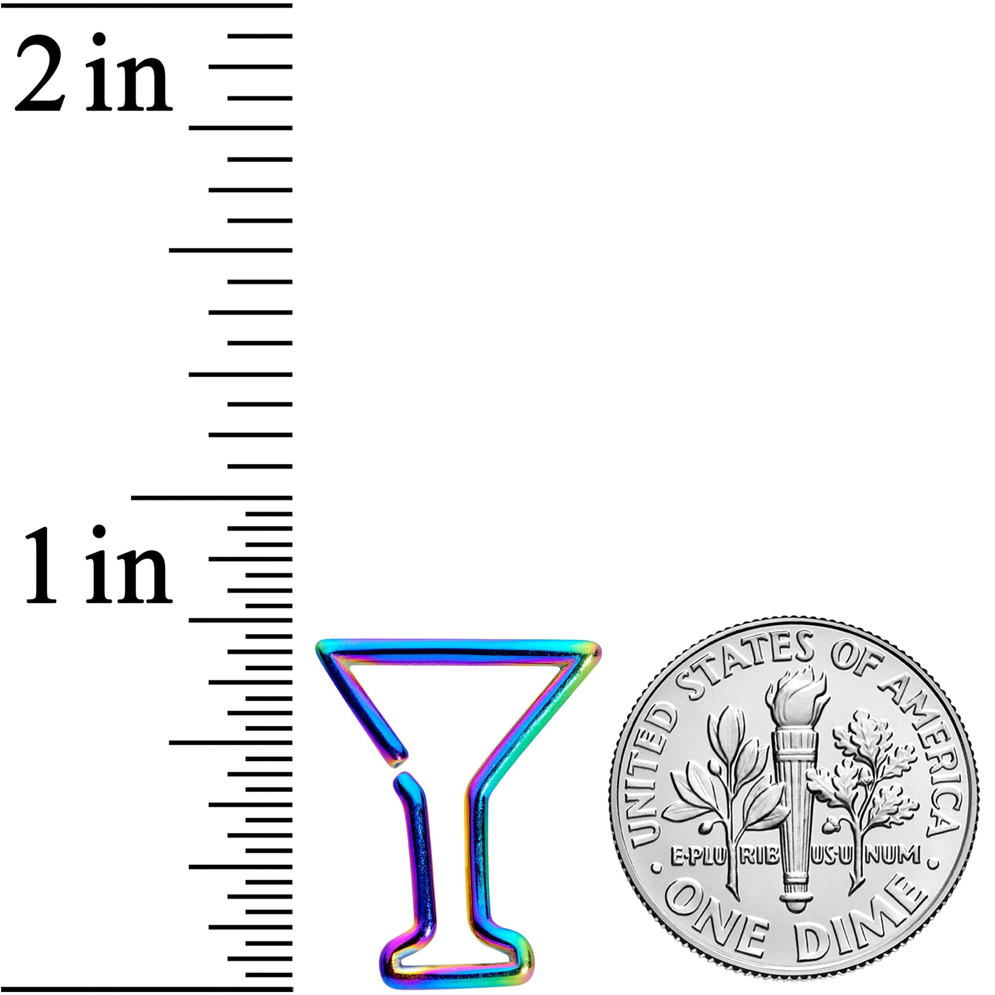 16G 5/16 Rainbow Plated Bottoms Up Wine Glass Closure Ring