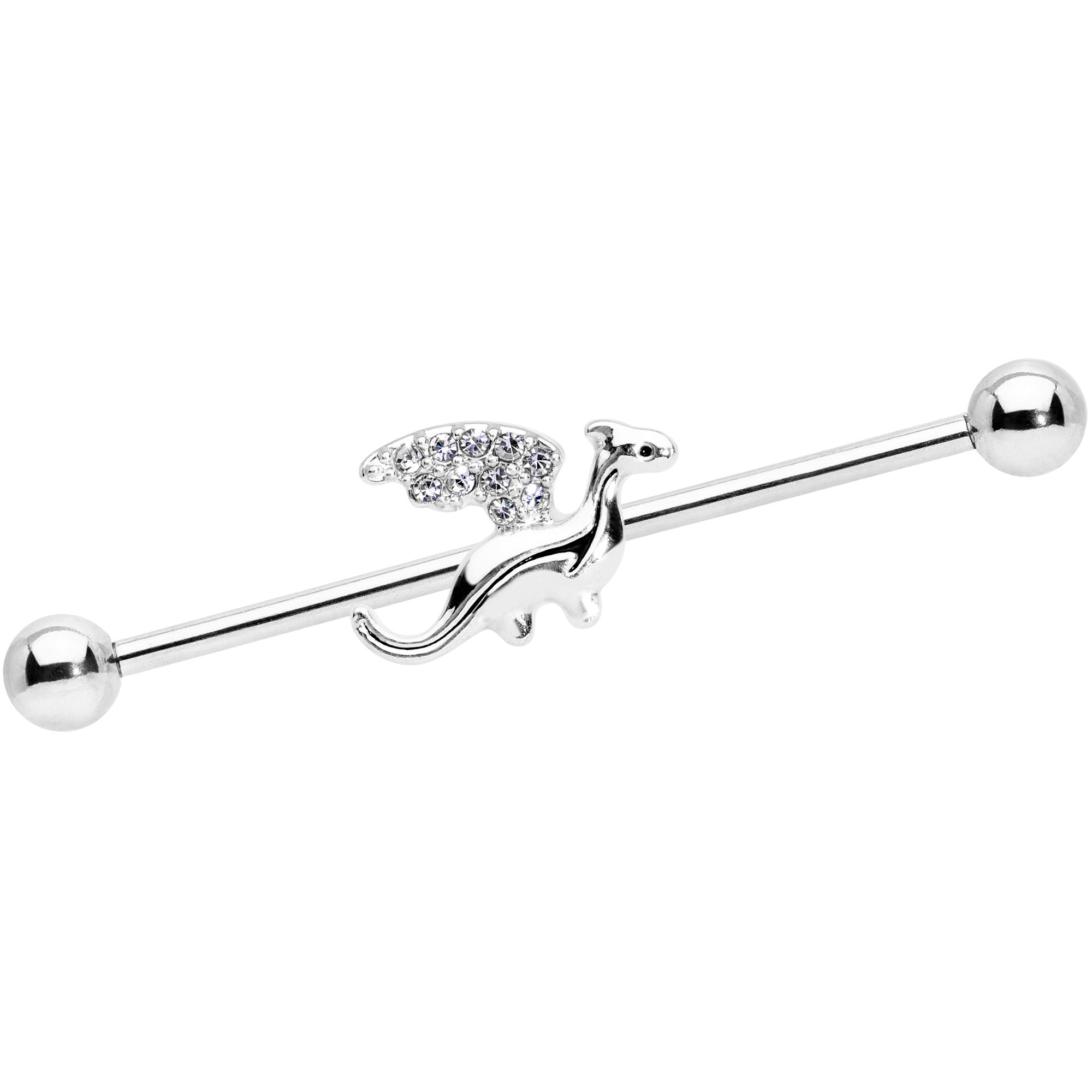 14G Clear Gem Dragon Industrial Barbell 38mm