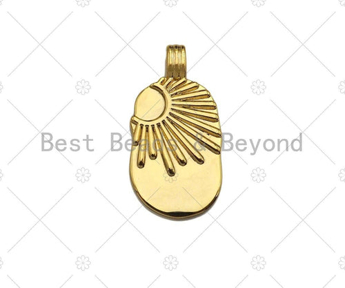 18k Gold Sunrise Tag Pendant/Charm, Sun Charm, Sun rays pendant, Bracelet Necklace Component Supply, 12x24mm, Sku#Y367
