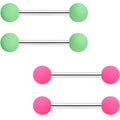 14G 9/16 Mint Green Hot Pink Matte Barbell Nipple Ring Set of 4