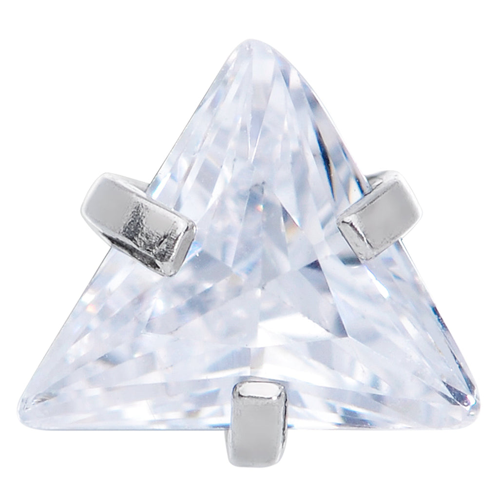 16G 5/16 Clear CZ Gem Triangle Internal Thread Labret Tragus