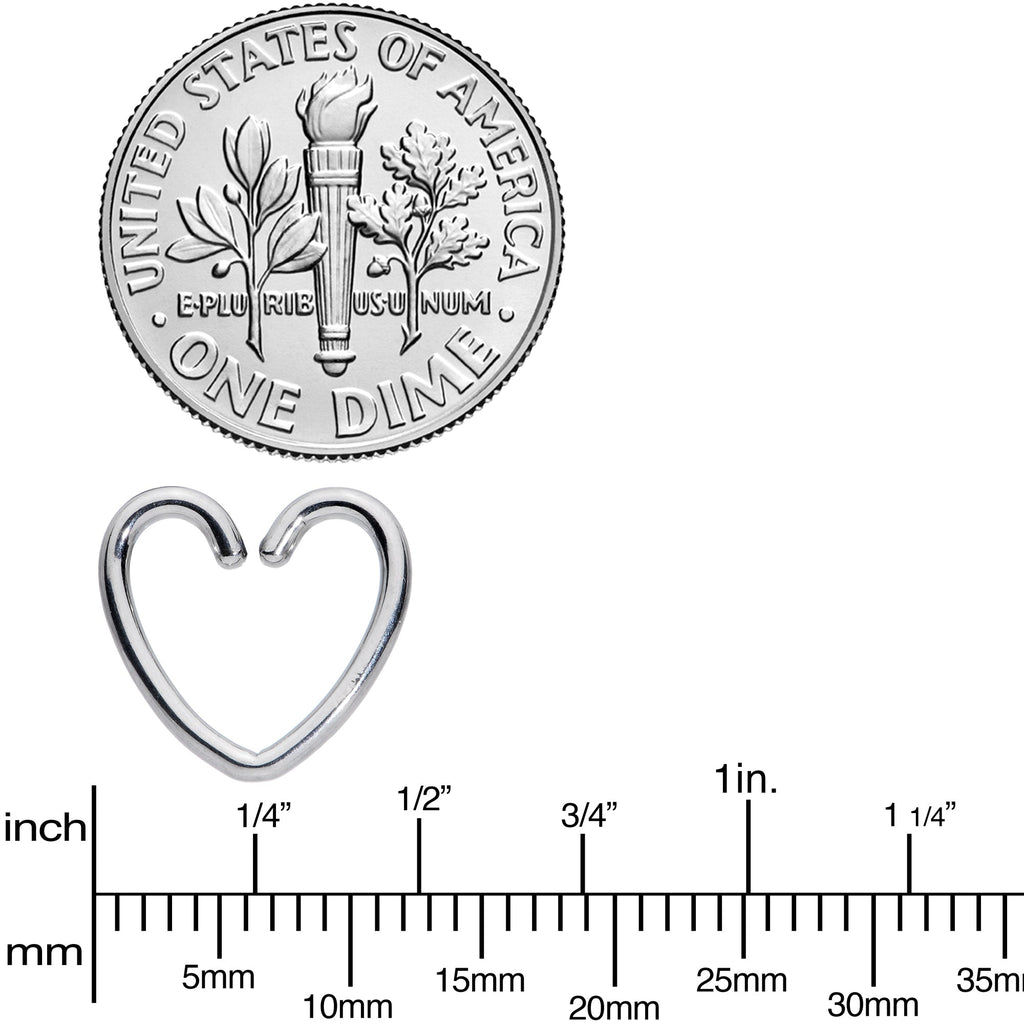 16G 1/4 Grade 23 Titanium Hollow Heart Closure Ring
