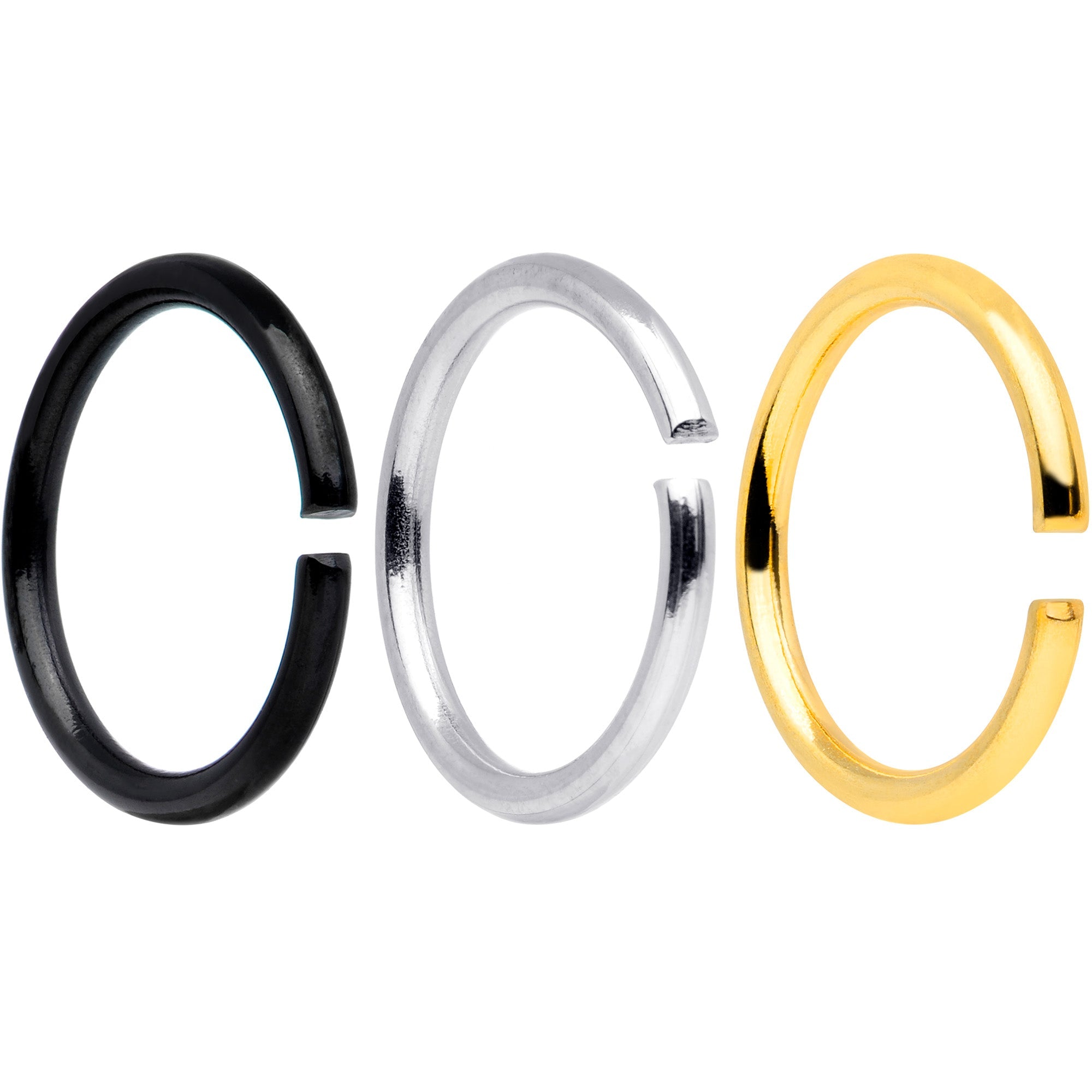 18G 5/16 Black Gold Tone Anodized Seamless Circular Ring Set of 12