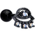 16G 1/4 Black White Faux Opal UFO Cartilage Tragus
