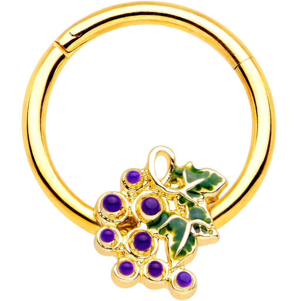 16G 3/8 Gold Tone Yummy Grapes Septum Ring
