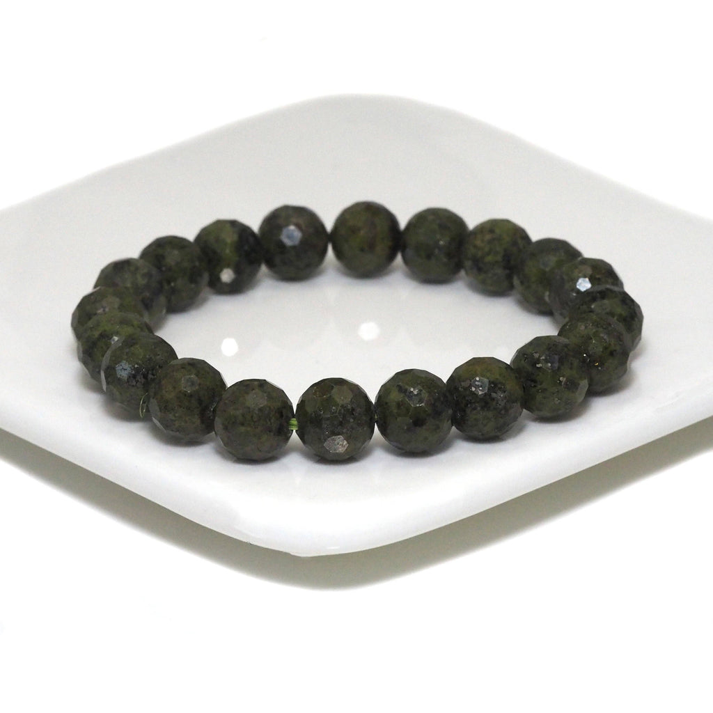 Genuine Chlorastvolite Round Faceted Stretchy Bracelet, 8mm/10mm, Sku#EF306