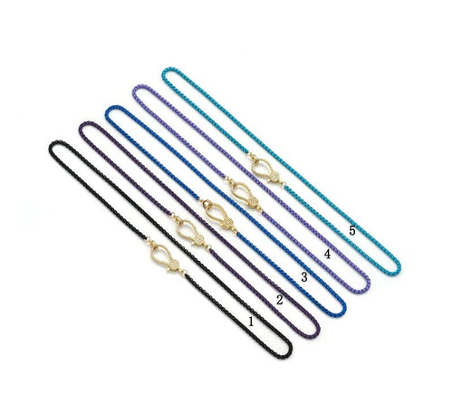 Enamel box chain necklace with Gold Clasp, Sku#EF182