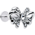 16G 5/16 Clear Gem Looping Bow Labret Monroe Tragus
