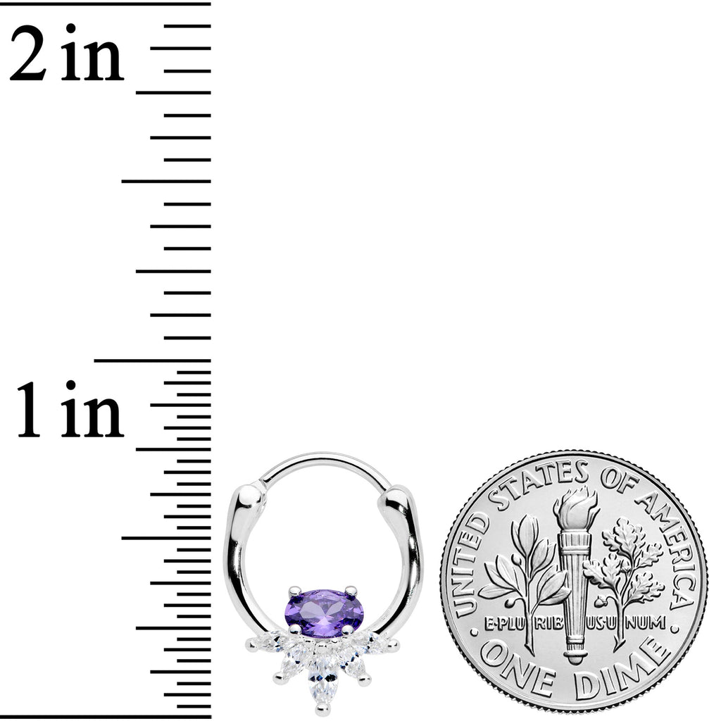 18G 3/8 Purple Clear Gem Spray Cartilage Clicker