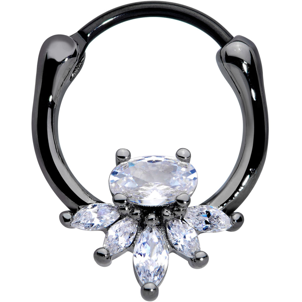 18G 3/8 Clear Gem Black Anodized Spray Cartilage Clicker