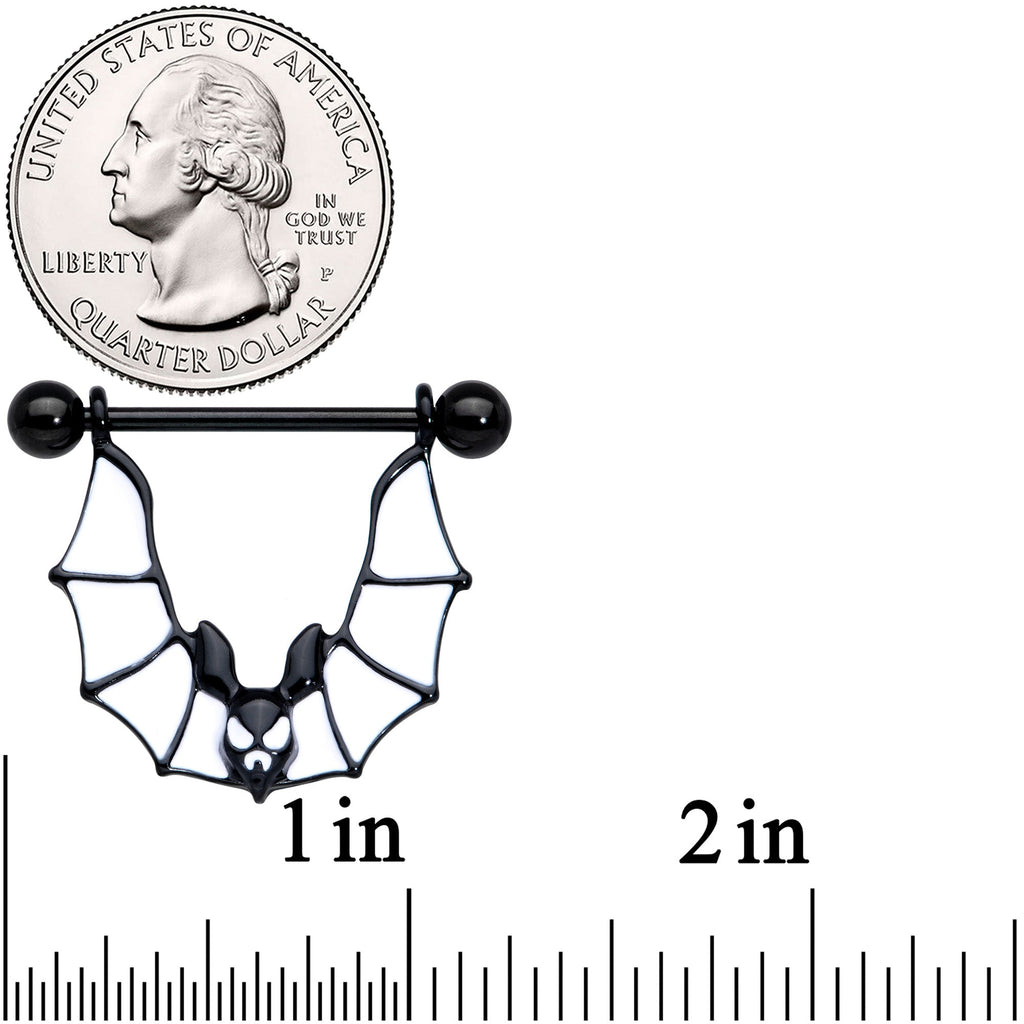 14G 3/4 Black Bats Halloween Nipple Shield Set