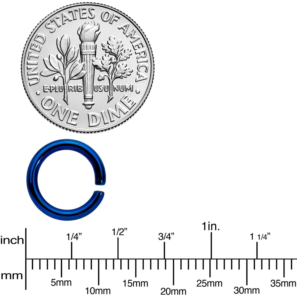 14G 5/16 Blue Anodized Seamless Cartilage Ring Set of 12