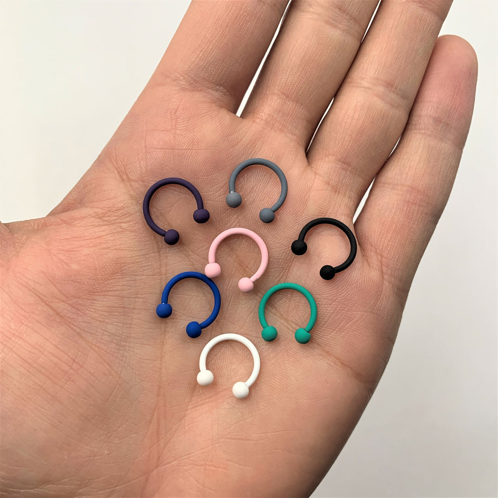 16G 3/8 Tan Matte Horseshoe Circular Barbell