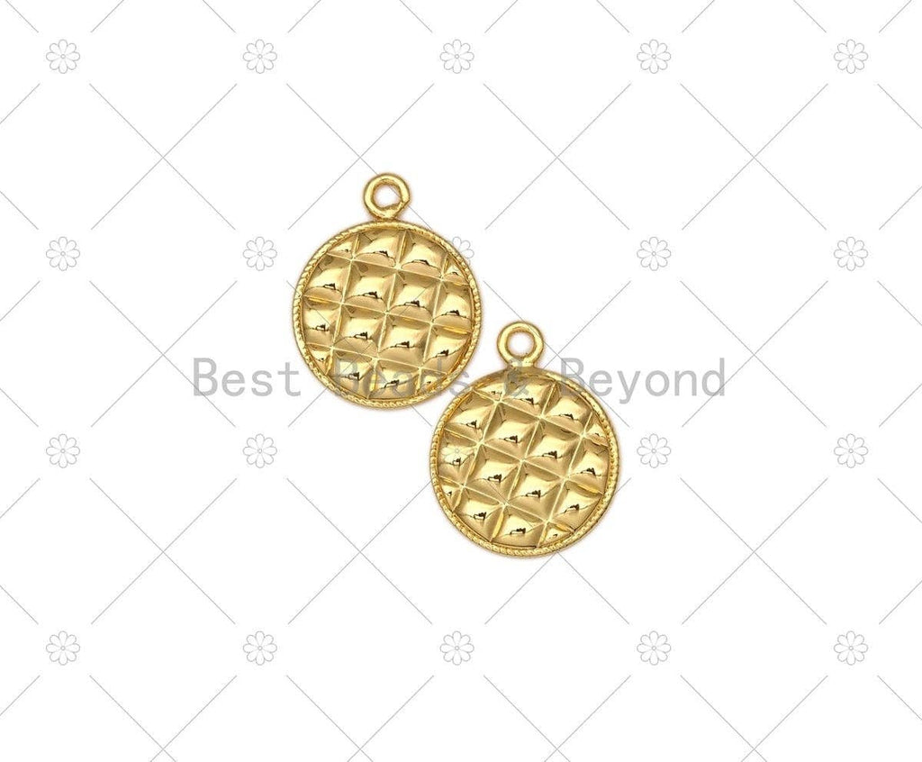 Dainty Gold Round Coin Shape Pendant, 18K Gold Filled Round Charm, Necklace Bracelet Charm Pendant, 20x16mm,Sku#Y519