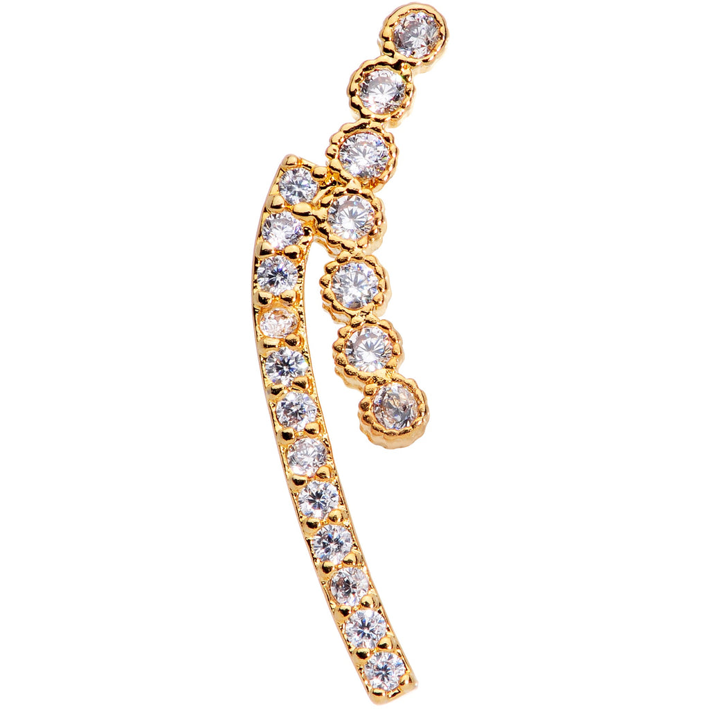 16G 1/4 Clear CZ Gem Gold Tone Curve Internally Threaded Labret