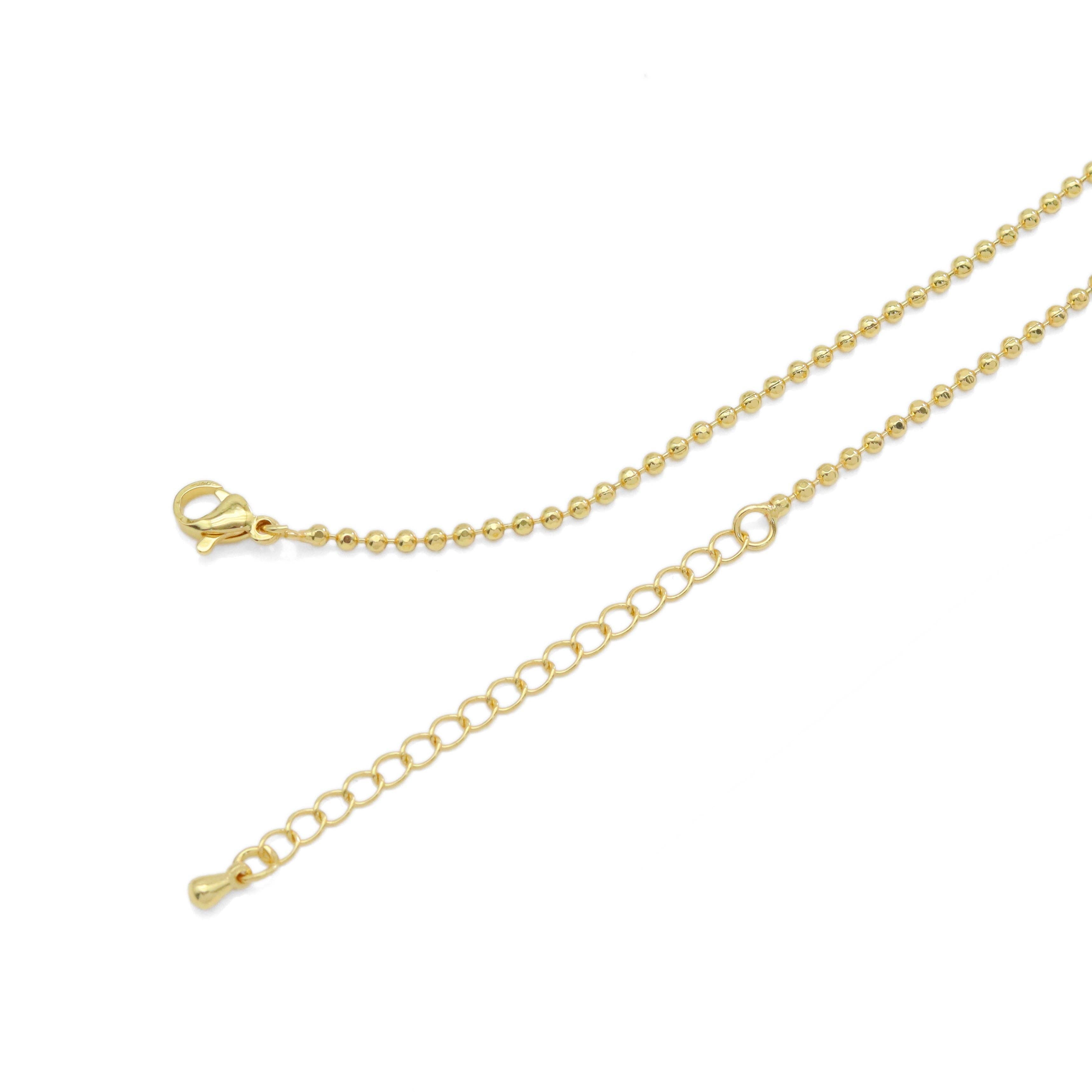 Gold Silver Dainty Ball Chain Necklace, Sku#LX452/FH151
