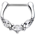 16G 5/16 Clear Gem Oval Trio Cartilage Clicker