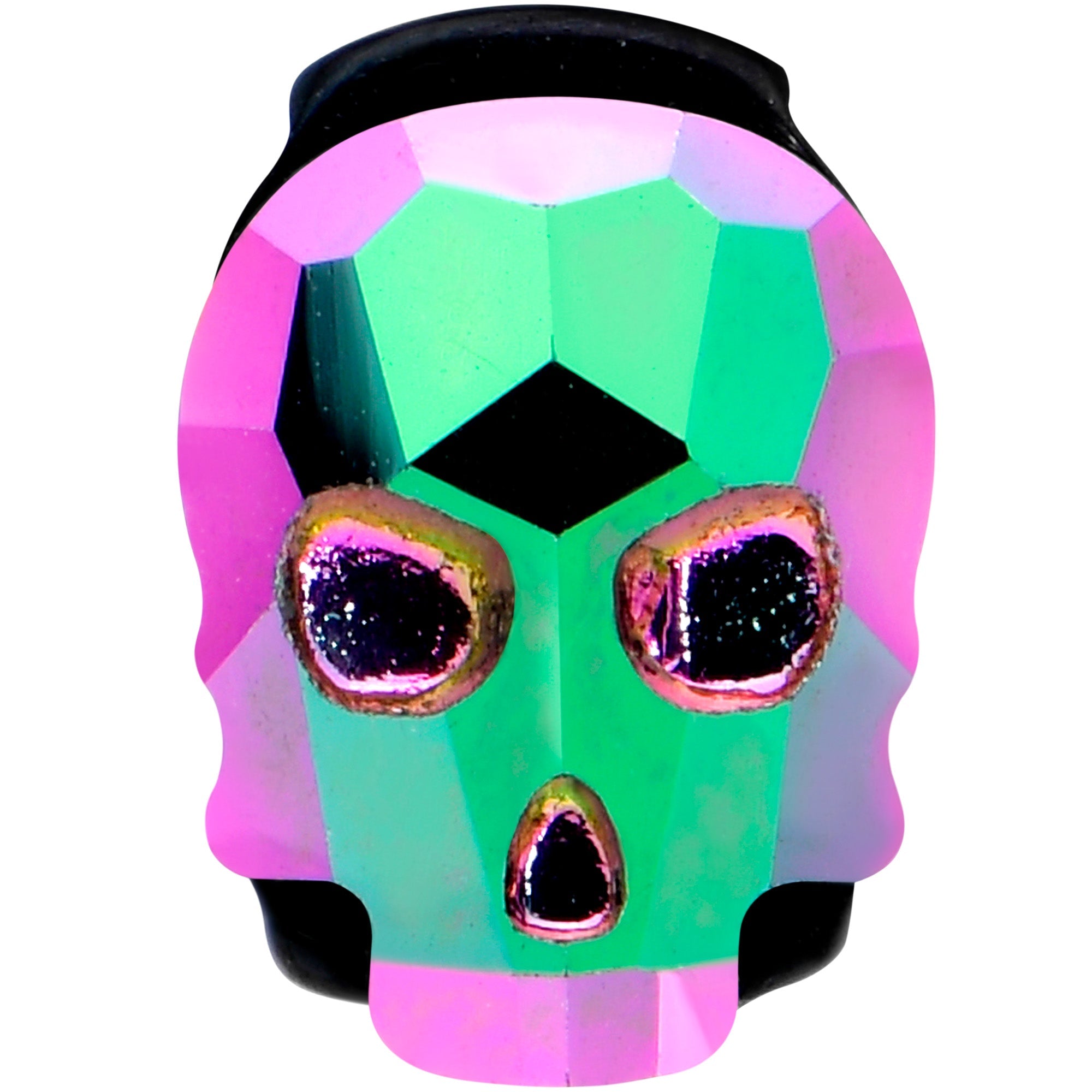 Aurora Gem Black Sugar Skull Barbell Tongue Ring