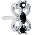20G 1/4 Black Gem Art Deco Swirls Nose Bone