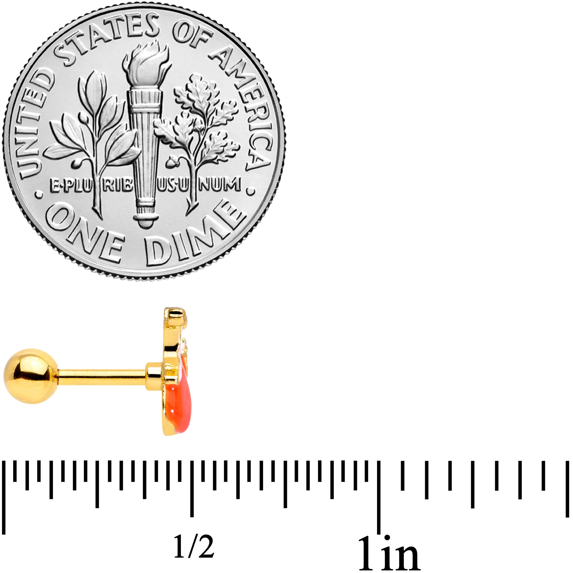 16G 1/4 Gold Tone Haunted Pumpkin Halloween Cartilage Tragus