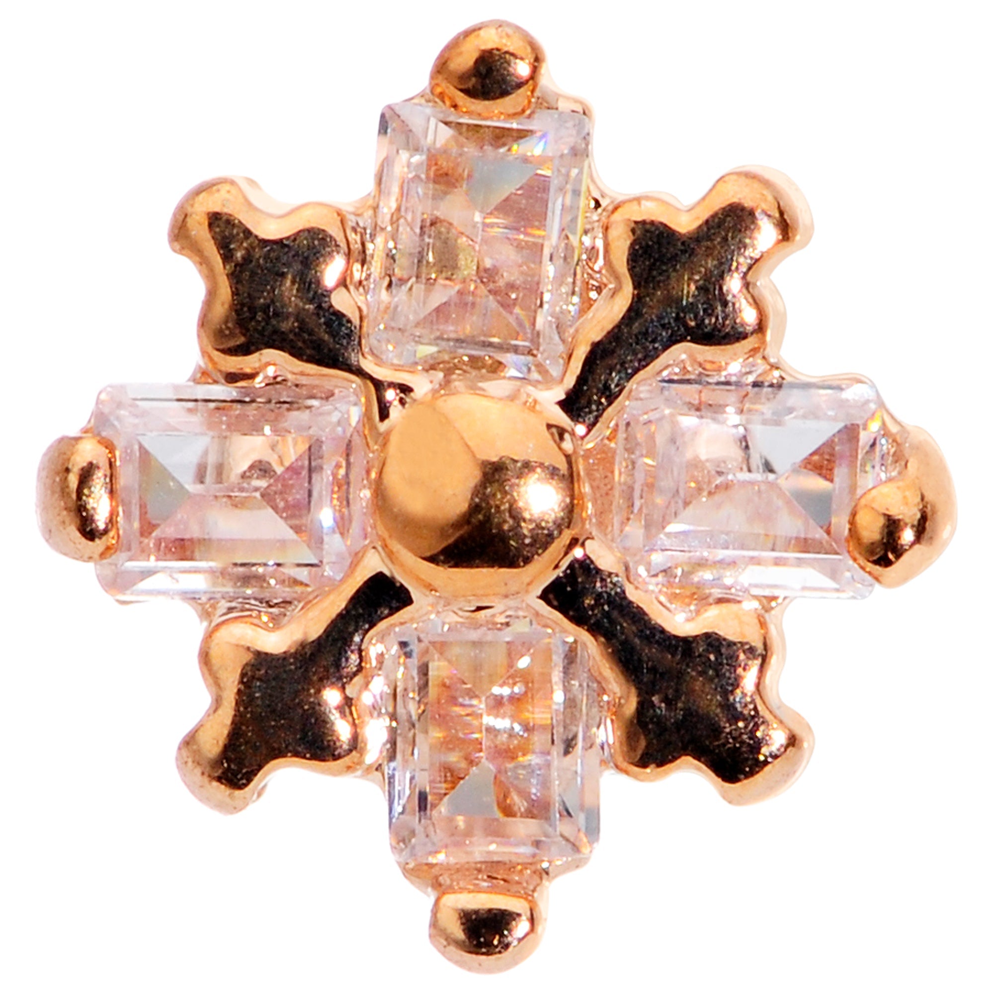 16G 5/16 Clear CZ Gem Rose Gold Tone Internal Thread Labret