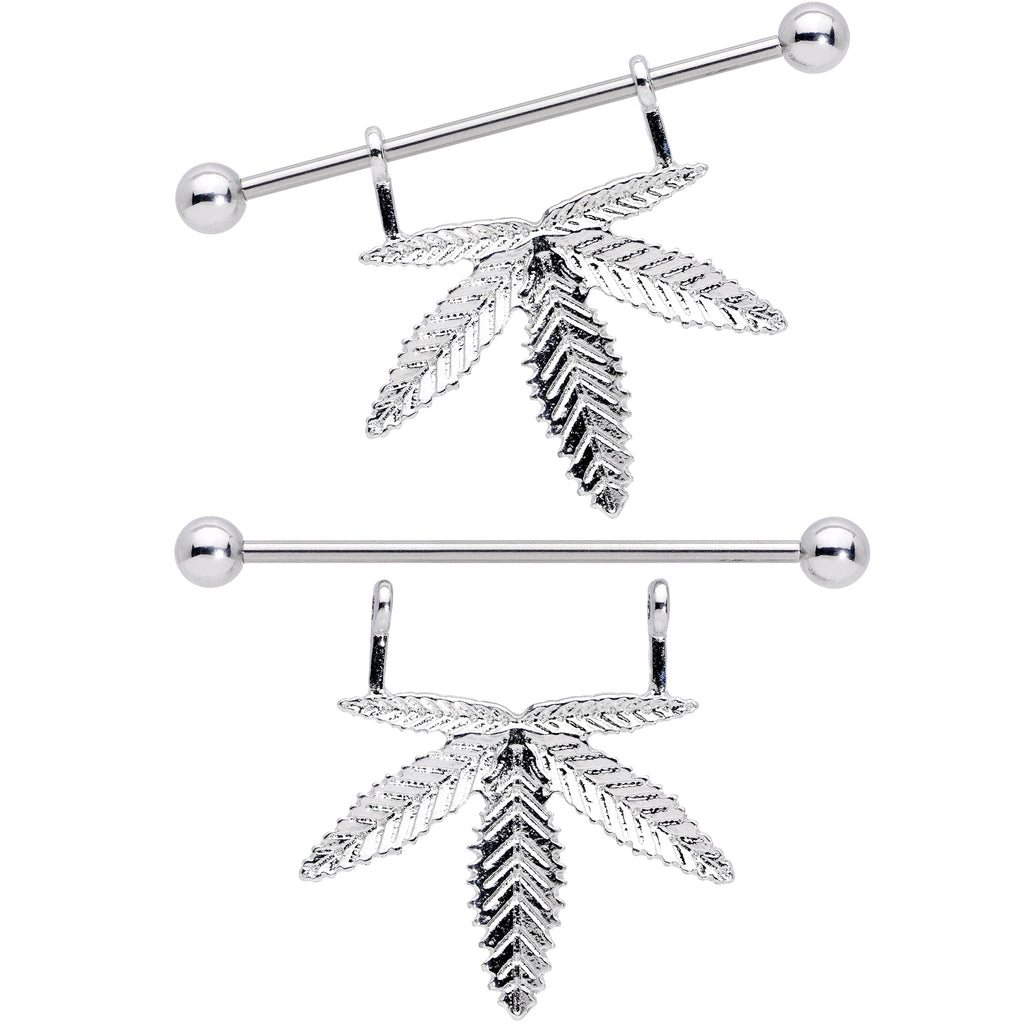 14G 11/16 Hanging Pot Leaf Dangle Nipple Shield Set
