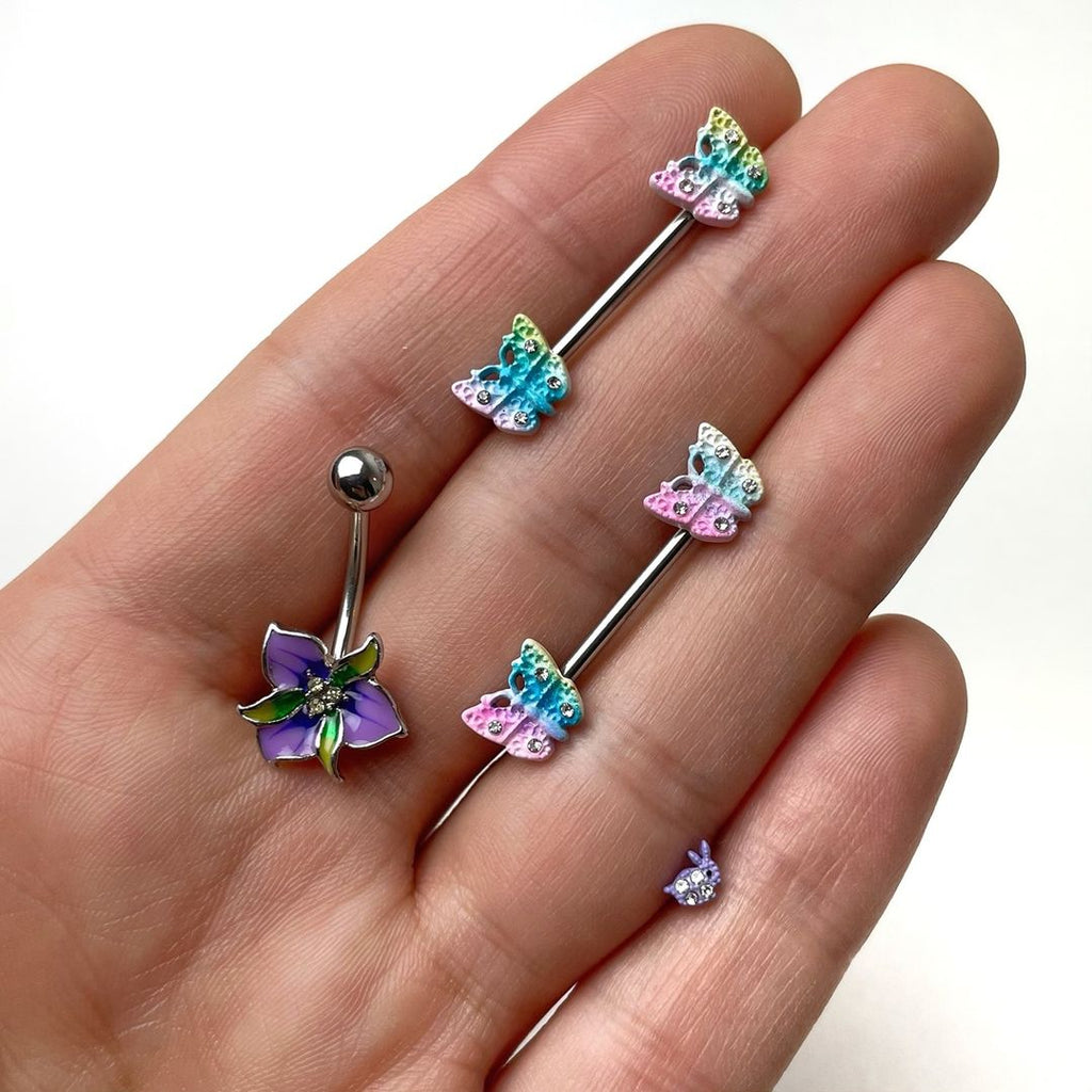 16G 5/16 Clear Gem Purple Easter Bunny Labret Monroe Tragus