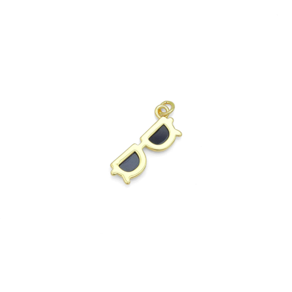 Black Enamel Gold Sunglasses Charm Pendant, Sku#Y973