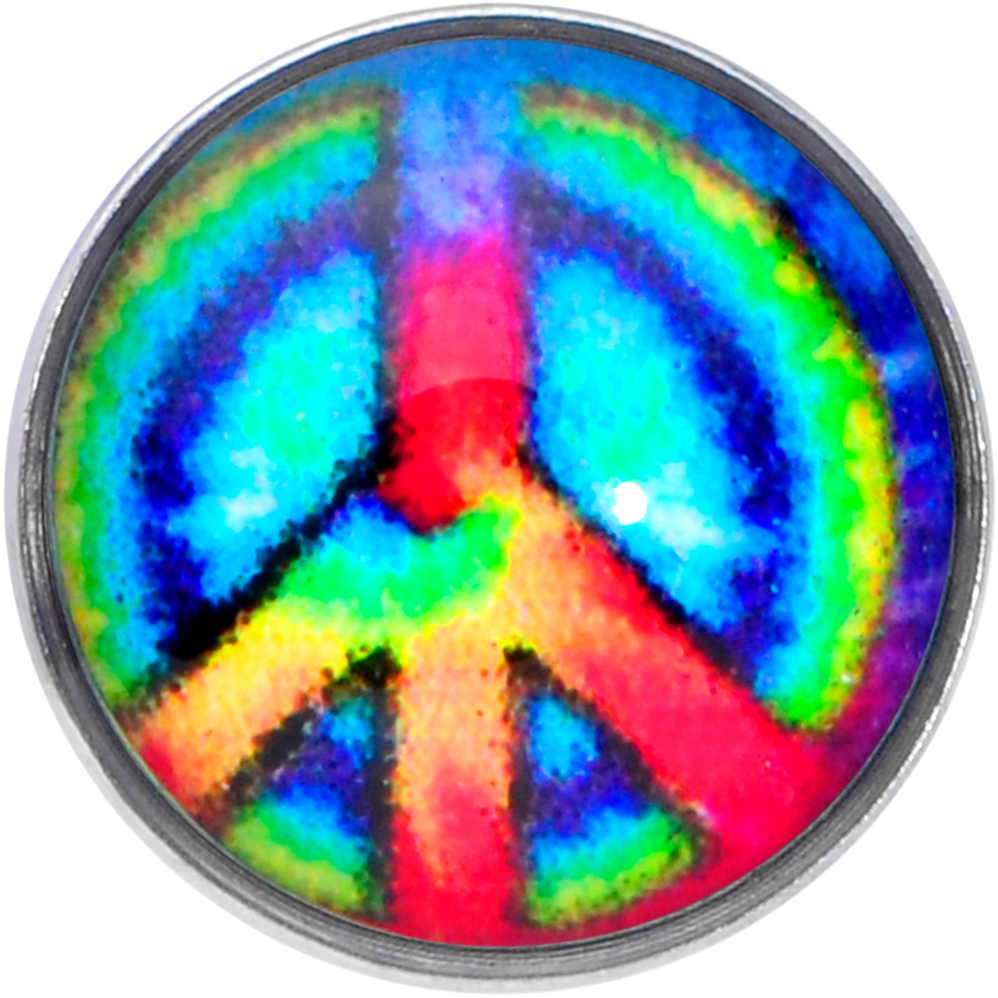 18G 5/16 Rainbow Tie Dye Peace Sign Nose Hoop