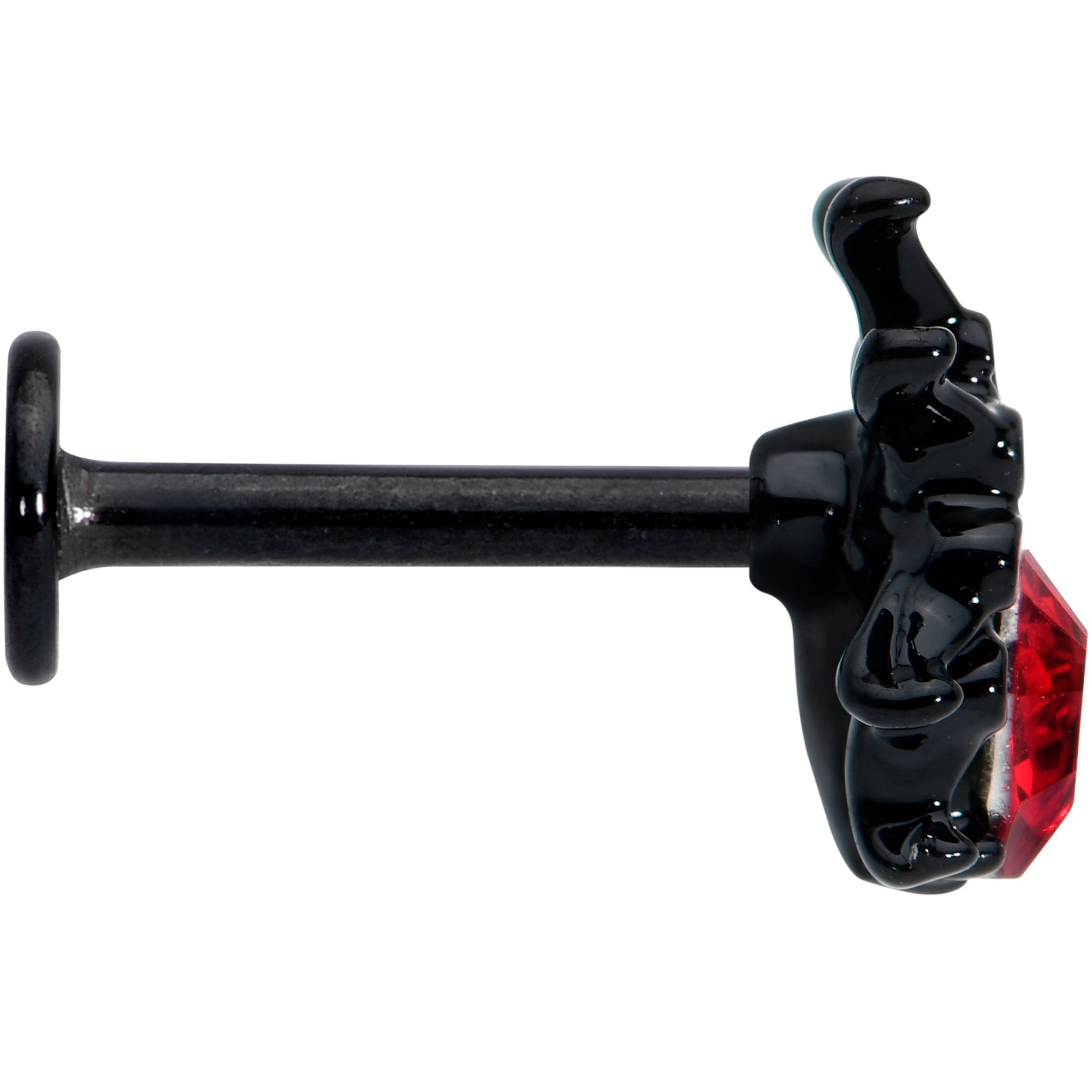 16G 5/16 Red Gem Black Spider Halloween Labret Monroe Tragus