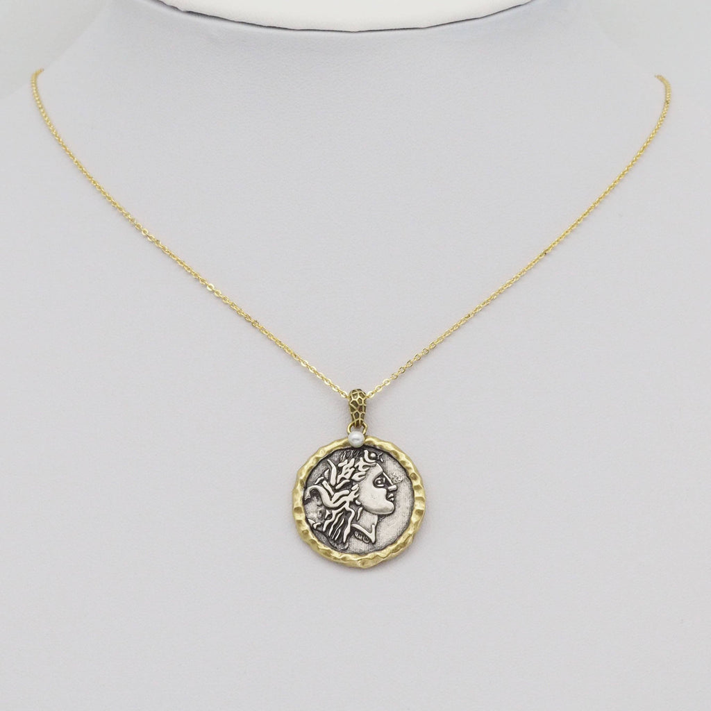 Double-sided Antique Ancient Coin Charm, Sku#Y887