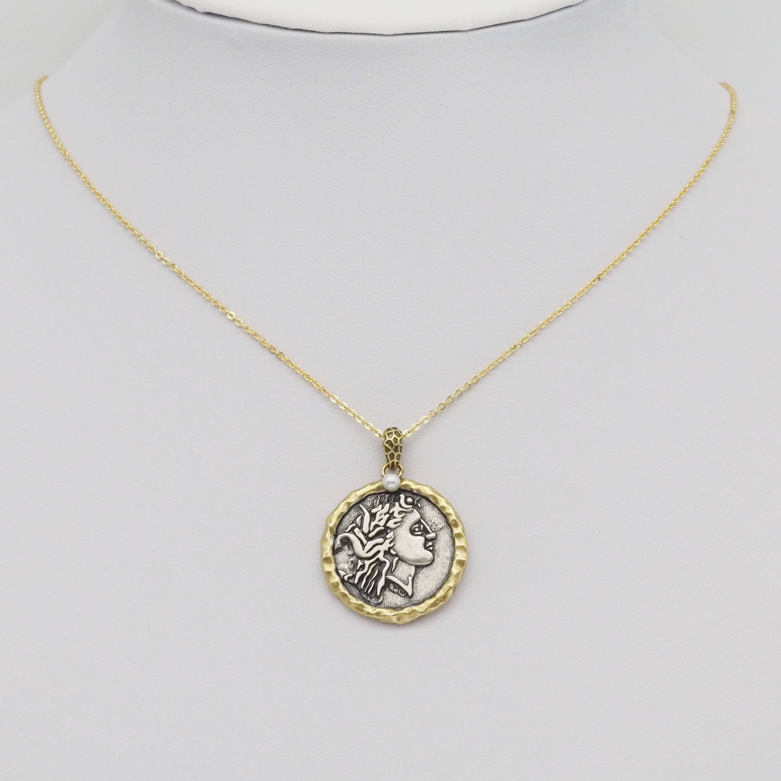 Double-sided Antique Ancient Coin Charm, Sku#Y887
