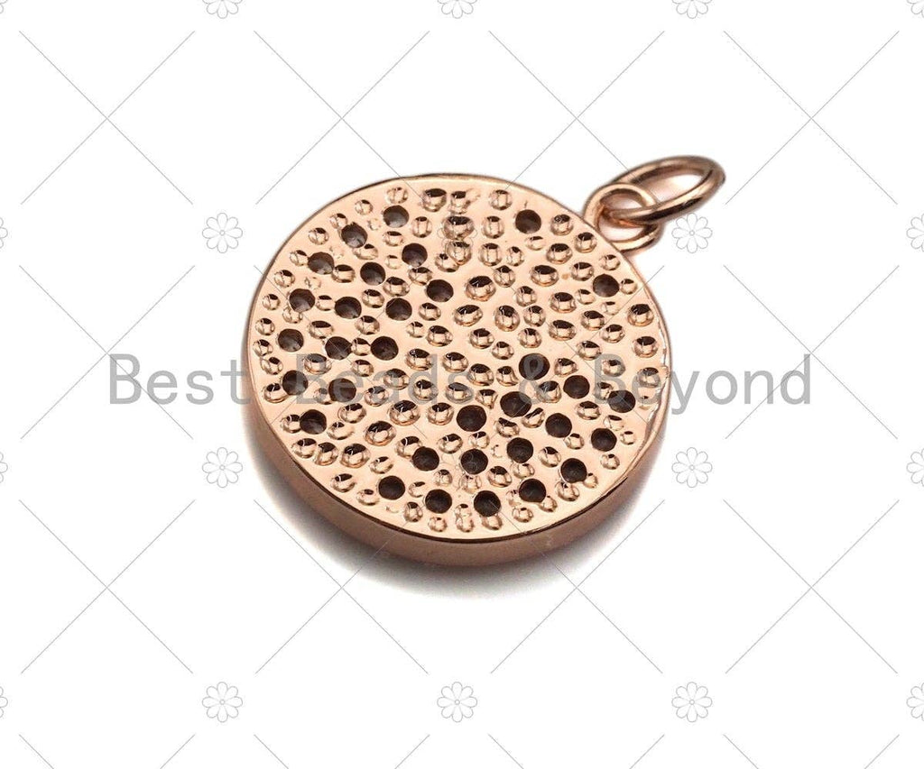 CZ Micro Pave Jesus Cross Round Coin Pendant/Charm, Jesus Charm, Cubic Zirconia Pave Charm, Cross Charm, 16mm, sku#Y296