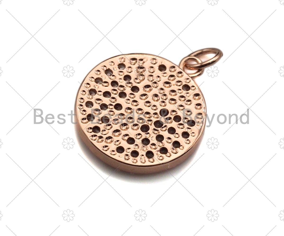 CZ Micro Pave Jesus Cross Round Coin Pendant/Charm, Jesus Charm, Cubic Zirconia Pave Charm, Cross Charm, 16mm, sku#Y296