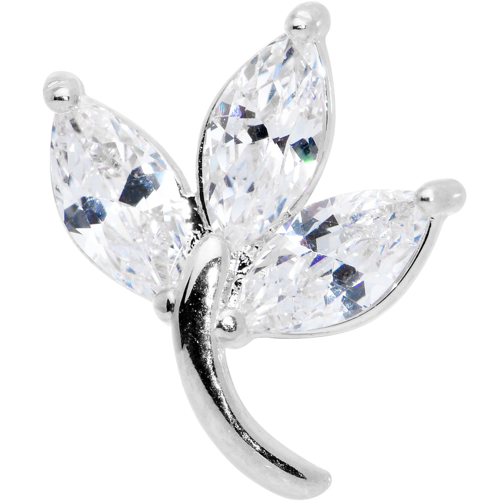 16G 5/16 Clear CZ Gem Leaves Internally Threaded Labret Tragus