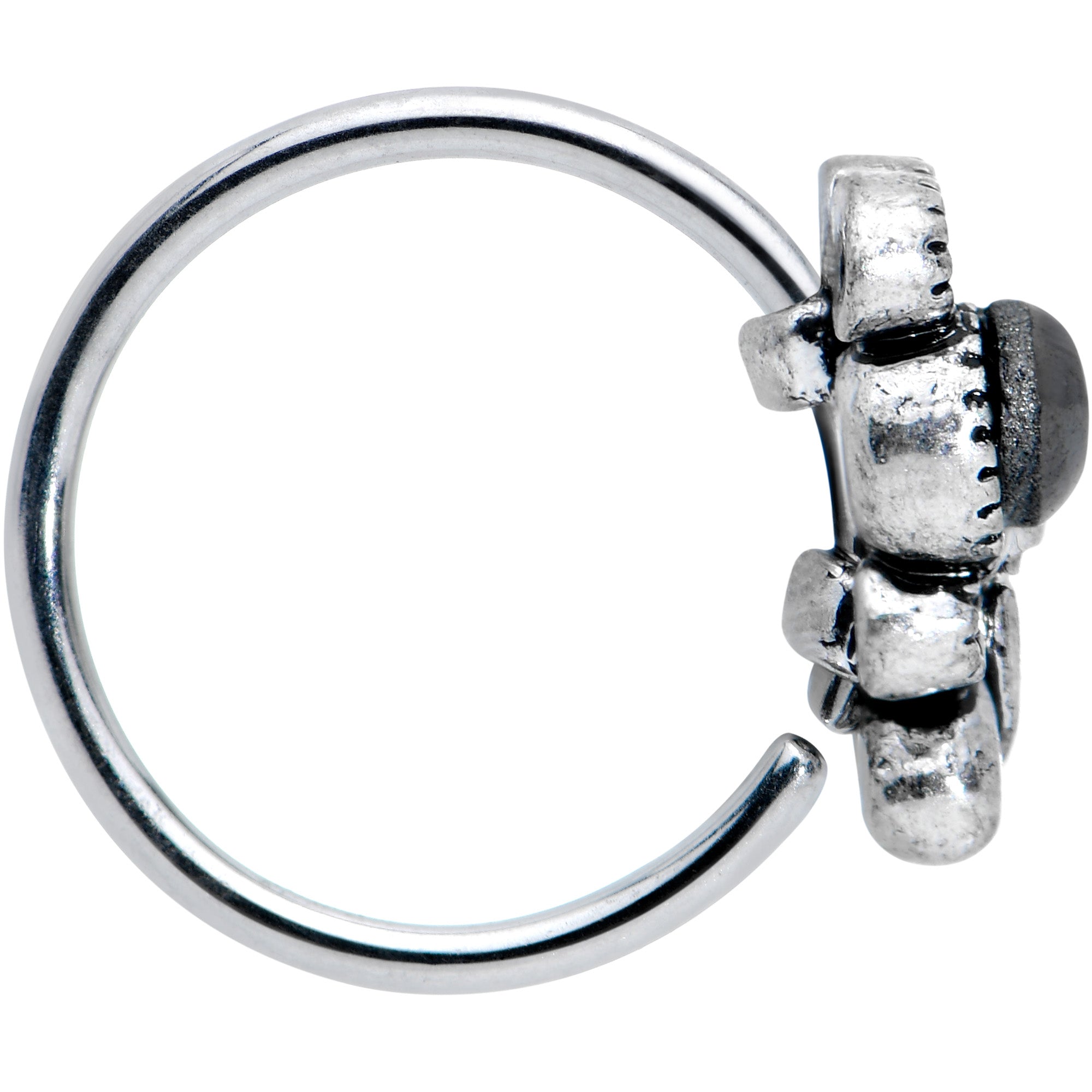 20G 5/16 Black Gem Abstract Bow Nose Hoop