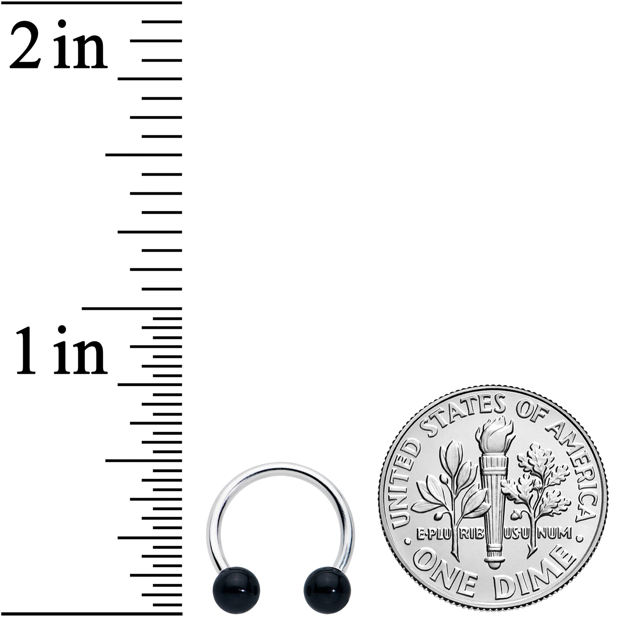 16G 3/8 Black Stone Ball End Internally Threaded Horseshoe