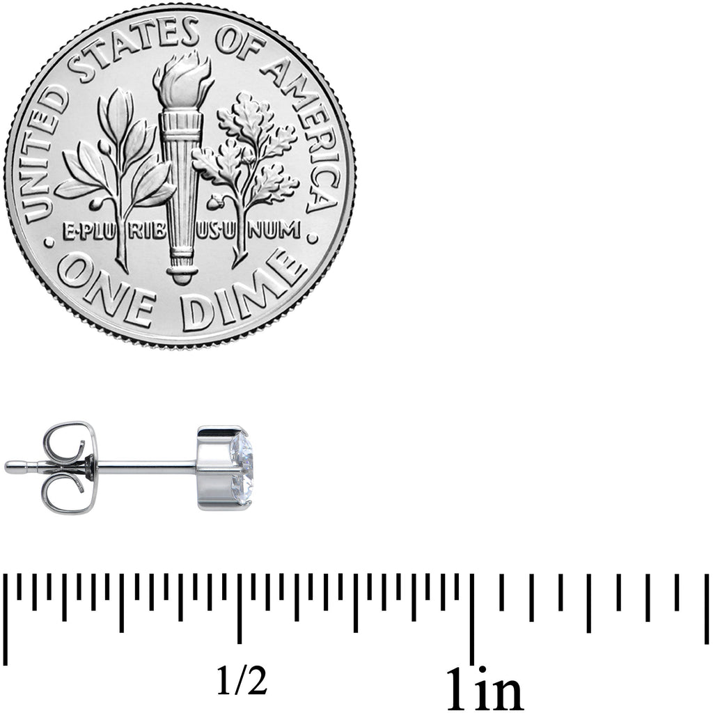20G Clear CZ Gem 4mm G23 Titanium Post Stud Earrings