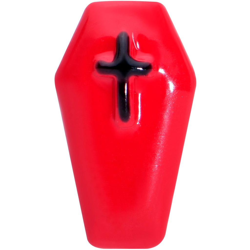 16G 5/16 Black Red Coffin Halloween Labret Monroe Tragus
