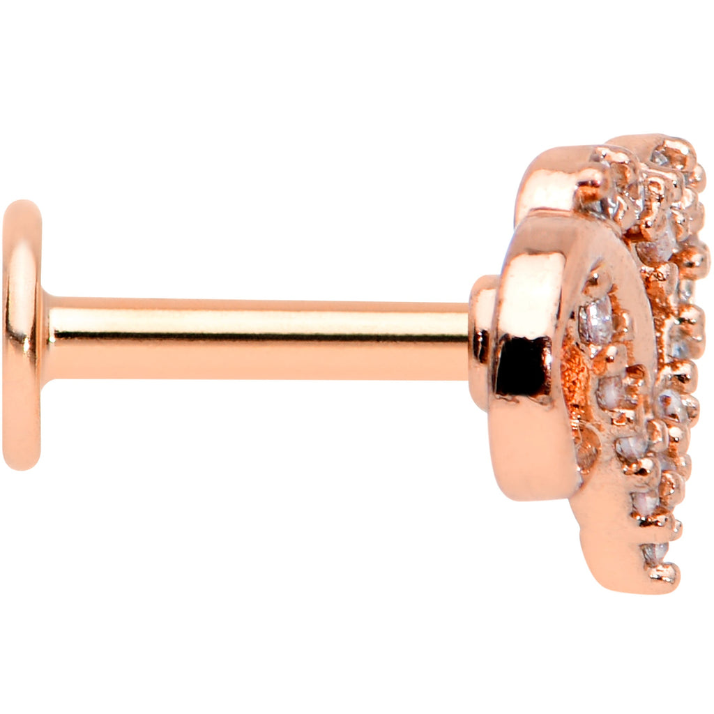 16G 1/4 Clear CZ Gem Rosy Infinity Heart Cartilage Labret Tragus