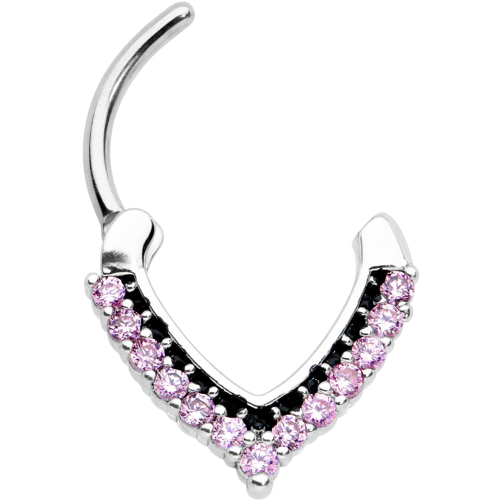 16G 5/16 Pink CZ Gem Classic Chevron Cartilage Clicker
