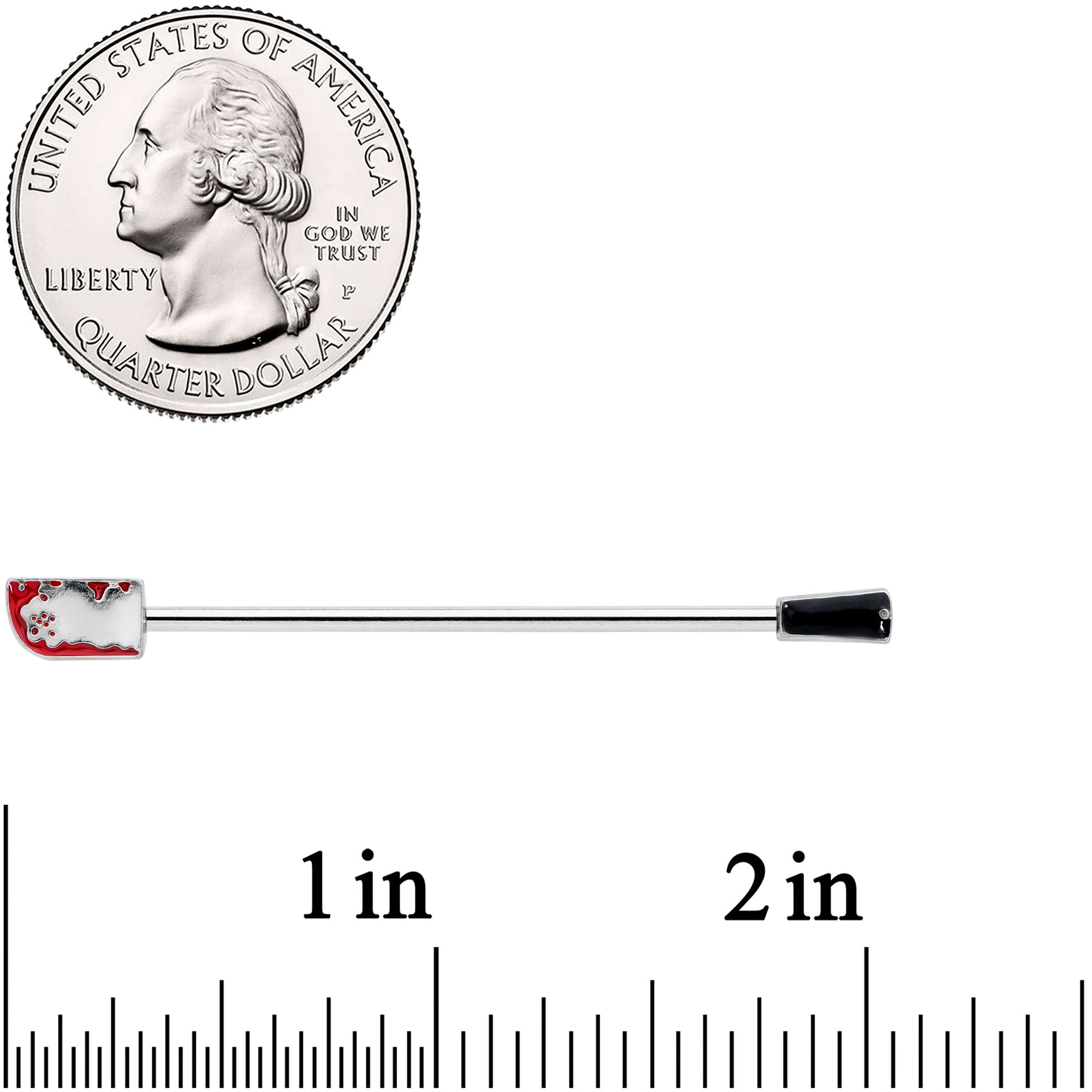 14G Bloody Axe Halloween Industrial Barbell 38mm